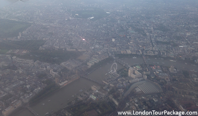 view of London city from jet airways flight 0122