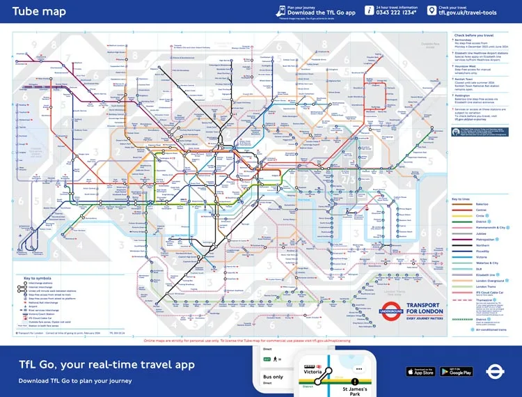 London tube map February 2024