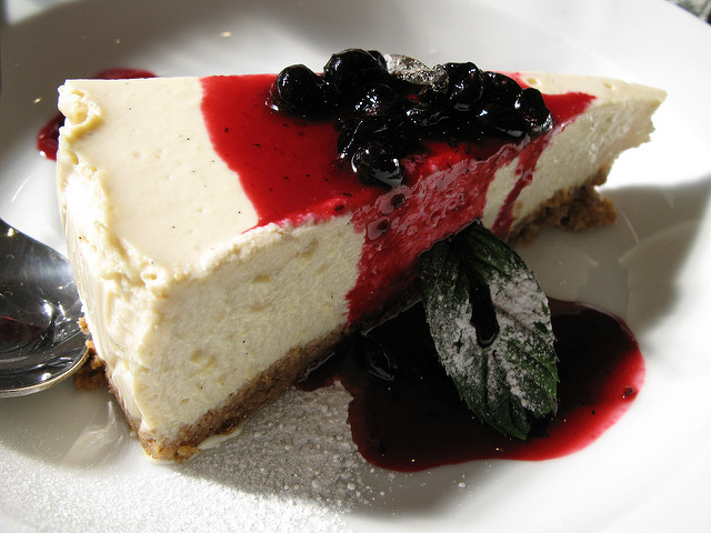 Tofu Cheesecake with blackcurrants at Mildreds, 45 Lexington St, Carnaby, London