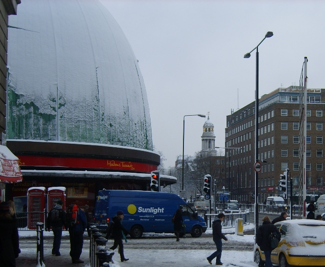 Madame Tussauds on a snowy day