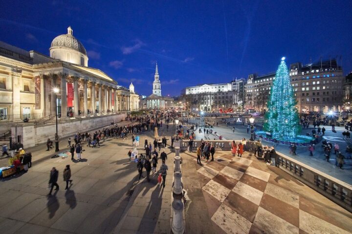 trafalgar square london 2019|Ice Skating Natural history museum London|christmas tree in Trafalgar square 2019