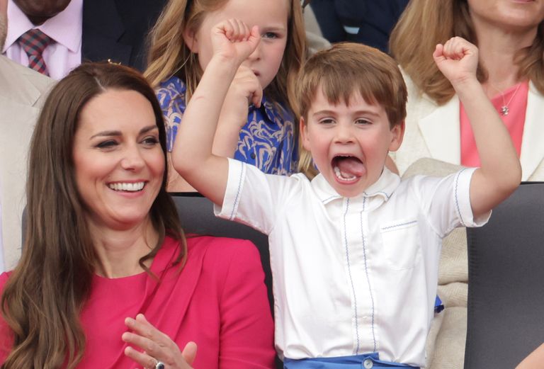 Kate and her son, Prince Louis, watching the Jubilee Pageant from the royal box, June 5, 2022.