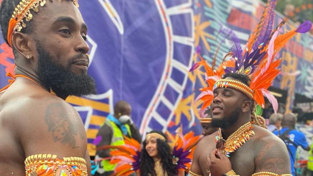 Male performers at Notting hill carnival August 2022