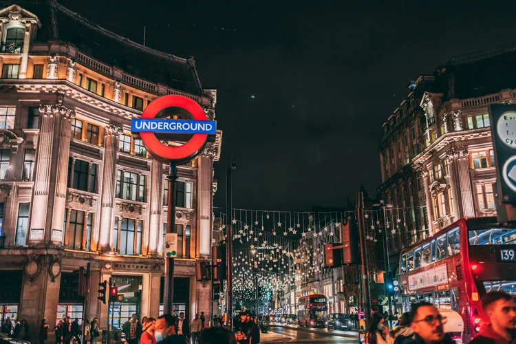 oxford street, London during Christmas.